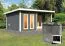 Saunahaus "Anni 5" SET B mit Ofen 9 kW, Farbe: Terragrau - 509 x 369 cm (B x T), Grundfläche: 19 m²