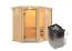 Sauna "Bjarki 1" SET mit bronzierter Tür und Kranz mit Ofen 9 kW - 210 x 165 x 202 cm (B x T x H)