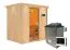 Sauna "Veli" SET mit Kranz und Ofen externe Steuerung easy 9 kW Edelstahl - 210 x 165 x 202 cm (B x T x H)