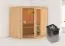 Sauna "Bjarki 2" SET mit bronzierter Tür & Ofen 9 kW Edelstahl - 196 x 170 x 198 cm (B x T x H)