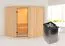 Sauna "Manadis" SET mit bronzierter Tür - Farbe: Natur, Ofen 9 kW - 196 x 178 x 198 cm (B x T x H)