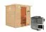 Sauna "Sjur" SET mit bronzierter Tür und Kranz - Farbe: Natur, Ofen BIO 9 kW - 223 x 183 x 191 cm (B x T x H)