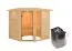 Sauna "Gunvald" SET mit bronzierter Tür und Kranz - Farbe: Natur, Ofen 9 kW - 224 x 210 x 191 cm (B x T x H)