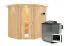 Sauna "Hanko" SET mit Kranz und Energiespartür - Farbe: Natur, Ofen BIO 9 kW - 210 x 184 x 202 cm (B x T x H)