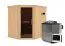 Sauna "Hanko" SET mit graphitfarbener Tür - Farbe: Natur, Ofen BIO 9 kW - 196 x 170 x 198 cm (B x T x H)
