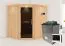 Sauna "Hanko" SET AKTION mit Kranz und graphitfarbener Tür - Farbe: Natur, Ofen externe Steuerung easy 9 kW - 210 x 184 x 202 cm (B x T x H)