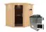 Sauna "Hanko" SET AKTION mit Kranz und graphitfarbener Tür - Farbe: Natur, Ofen externe Steuerung easy 9 kW - 210 x 184 x 202 cm (B x T x H)