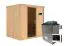 Sauna "Veli" SET mit graphitfarbener Tür - Farbe: Natur, Ofen externe Steuerung easy 9 kW - 196 x 151 x 198 cm (B x T x H)