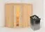 Sauna "Mika" SET mit Energiespartür - Farbe: Natur, Ofen 9 kW - 151 x 196 x 198 cm (B x T x H)