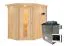 Sauna "Mika" SET mit Energiespartür und Kranz - Farbe: Natur, Ofen externe Steuerung easy 9 kW - 165 x 210 x 202 cm (B x T x H)