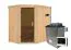 Sauna "Mika" SET mit graphitfarbener Tür - Farbe: Natur, Ofen externe Steuerung easy 9 kW - 151 x 196 x 198 cm (B x T x H)