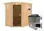 Sauna "Mika" SET mit graphitfarbener Tür und Kranz - Farbe: Natur, Ofen externe Steuerung easy 9 kW - 165 x 210 x 202 cm (B x T x H)