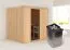 Sauna "Eemil" SET mit graphitfarbener Tür - Farbe: Natur, Ofen 9 kW - 196 x 170 x 198 cm (B x T x H)