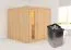 Sauna "Aleksi" SET mit Energiespartür - Farbe: Natur, Ofen 9 kW - 196 x 196 x 198 cm (B x T x H)