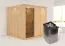 Sauna "Aleksi" SET mit graphitfarbener Tür und Kranz - Farbe: Natur, Ofen 9 kW - 210 x 210 x 202 cm (B x T x H)