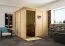Sauna "Aleksi" SET mit graphitfarbener Tür und Kranz - Farbe: Natur, Ofen externe Steuerung easy 9 kW - 210 x 210 x 202 cm (B x T x H)