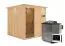 Sauna "Aleksi" SET mit graphitfarbener Tür und Kranz - Farbe: Natur, Ofen BIO 9 kW - 210 x 210 x 202 cm (B x T x H)