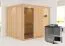 Sauna "Toivo" SET mit graphitfarbener Tür und Kranz - Farbe: Natur, Ofen BIO 9 kW - 245 x 210 x 202 cm (B x T x H)