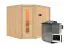 Sauna "Samu" SET mit Energiespartür - Farbe: Natur, Ofen BIO 9 kW - 231 x 196 x 198 cm (B x T x H)