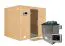 Sauna "Leja" SET mit graphitfarbener Tür - Farbe: Natur, Ofen externe Steuerung easy 9 kW - 231 x 196 x 200 cm (B x T x H)