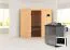Sauna "Leevi" SET mit graphitfarbene Tür - Farbe: Natur, Ofen BIO 9 kW - 170 x 151 x 198 cm (B x T x H)