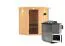 Sauna "Leevi" SET mit graphitfarbene Tür und Kranz - Farbe: Natur, Ofen BIO 9 kW - 184 x 165 x 202 cm (B x T x H)