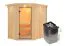 Sauna "Mika" SET mit Klarglastür, Kranz & Ofen 9 kW - 165 x 210 x 202 cm (B x T x H)