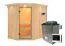 Sauna "Mika" SET mit Klarglastür, Kranz & Ofen externe Steuerung easy 9 KW - 165 x 210 x 202 cm (B x T x H)