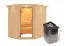 Sauna "Hanko" SET mit Klarglastür, Kranz & Ofen 9 kW - 210 x 184 x 202 cm (B x T x H)