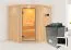 Sauna "Hanko" SET mit Klarglastür, Kranz & Ofen externe Steuerung easy 9 KW - 210 x 184 x 202 cm (B x T x H)