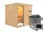 Sauna "Aleksi" SET mit Klarglastür, Kranz & Ofen externe Steuerung easy 9 KW - 210 x 210 x 202 cm (B x T x H)