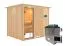 Sauna "Toivo" SET mit Klarglastür, Kranz & Ofen externe Steuerung easy 9 KW - 245 x 210 x 202 cm (B x T x H)