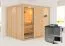 Sauna "Toivo" SET mit Klarglastür, Kranz & Ofen BIO 9 kW - 245 x 210 x 202 cm (B x T x H)