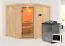 Sauna "Samu" SET mit Klarglastür, Kranz & Ofen BIO 9 kW - 245 x 210 x 202 cm (B x T x H)