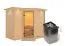 Sauna "Tjara 2" SET mit Klarglastür, Kranz & Ofen 9 kW - 264 x 198 x 212 cm (B x T x H)