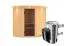 Sauna "Kjell" SET mit graphitfarbener Tür, Kranz & Ofen 3,6 kW - 184 x 165 x 202 cm (B x T x H)