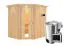 Sauna "Askjell" SET mit Energiespartür, Kranz und Ofen BIO 3,6 kW - 210 x 184 x 202 cm (B x T x H)