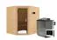 Sauna "Kirsa" SET AKTION mit graphitfarbener Tür & Ofen BIO 9 kW - 196 x 170 x 198 cm (B x T x H)