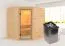 Sauna "Kirsa" SET AKTION 2 mit Klarglastür und Ofen 9 kW - 196 x 170 x 198 cm (B x T x H)