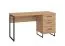 Schreibtisch in Industrial Stil Crina 17, Farbe: Eiche Artisan, drei Schubladen, ABS-Kanten, Griffe & Beine: Schwarz, Maße: 75 x 137,5 x 56 cm