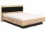 Doppelbett Indika 14, Farbe: Eiche Artisan / Schwarz, gepolstertes Kopfteil: Dunkelgrau, Liegefläche: 180 x 200 cm, ABS-Kantenschutz, Schlafzimmer