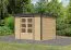 Pultdach Gartenhaus, nordische Fichte natur/anthrazit, Trapezblechdach, stahlverstärkte Ecken, langlebig, Zylinderschloss, wartungsarm, 2,98x2,13m