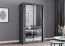 1,2 Meter breiter Schiebetürenschrank / Kleiderschrank mit Spiegel Grau | Biokovo 07 | 215 x 120 x 64 cm | 2 Türen | 7 Fächer | Einfarbig | eckig