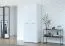 Drehtürenschrank / Kleiderschrank | Weiß Hochglanz | Doppelflügeltüren | 199 x 80 x 51 cm | 2 Fächer | Einfarbiges Minimal-Design | dünne Griffe