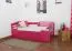 Einzelbett / Stauraumbett "Easy Premium Line" K1/h/s inkl. 2. Liegeplatz und 2 Abdeckblenden, 90 x 200 cm Buche Vollholz massiv Rosa