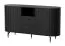Elegantes Schlafzimmer - Set H Annelin, 4-teilig, in Schwarz, bestehend aus 2 Kommoden mit Schubladen, 1 Vitrine, 1 Beistelltisch, Soft-Close