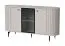 Modernes Schlafzimmer - Set B Annelin, 6-teilig, in Kaschmir, 1 Vitrine und 1 Kommode mit LED-Beleuchtung , 1 Kommode mit Schubladen, 1 Beistelltisch