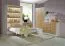 Schlafzimmer Komplett - Set A Nalut | 6-teilig | in Eiche / Weiß | Schrankbett 120 x 200 cm mit LED-Beleuchtung | Scheibtisch | Kleiderschrank | Kommode