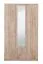 Kleiderschrank / Drehtürenschrank mit einer Spiegeltür Kovin 05, 1,2 Meter breit, Farbe: Eiche Grau, zwei Schubladen, Maße: 205 x 120 x 52 cm, eine Kleiderstange