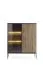 Vitrine mit eleganten Design Chelmsford 06, Farbe: Schwarz / Eiche - Abmessungen: 126 x 104 x 39 cm (H x B x T), mit Push-to-open Funktion
